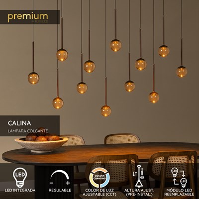 Lucide CALINA - Lámpara colgante - LED Regul. - CCT - 12x7W 2200K/3300K - Con módulo LED reemplazable - Café | Premium